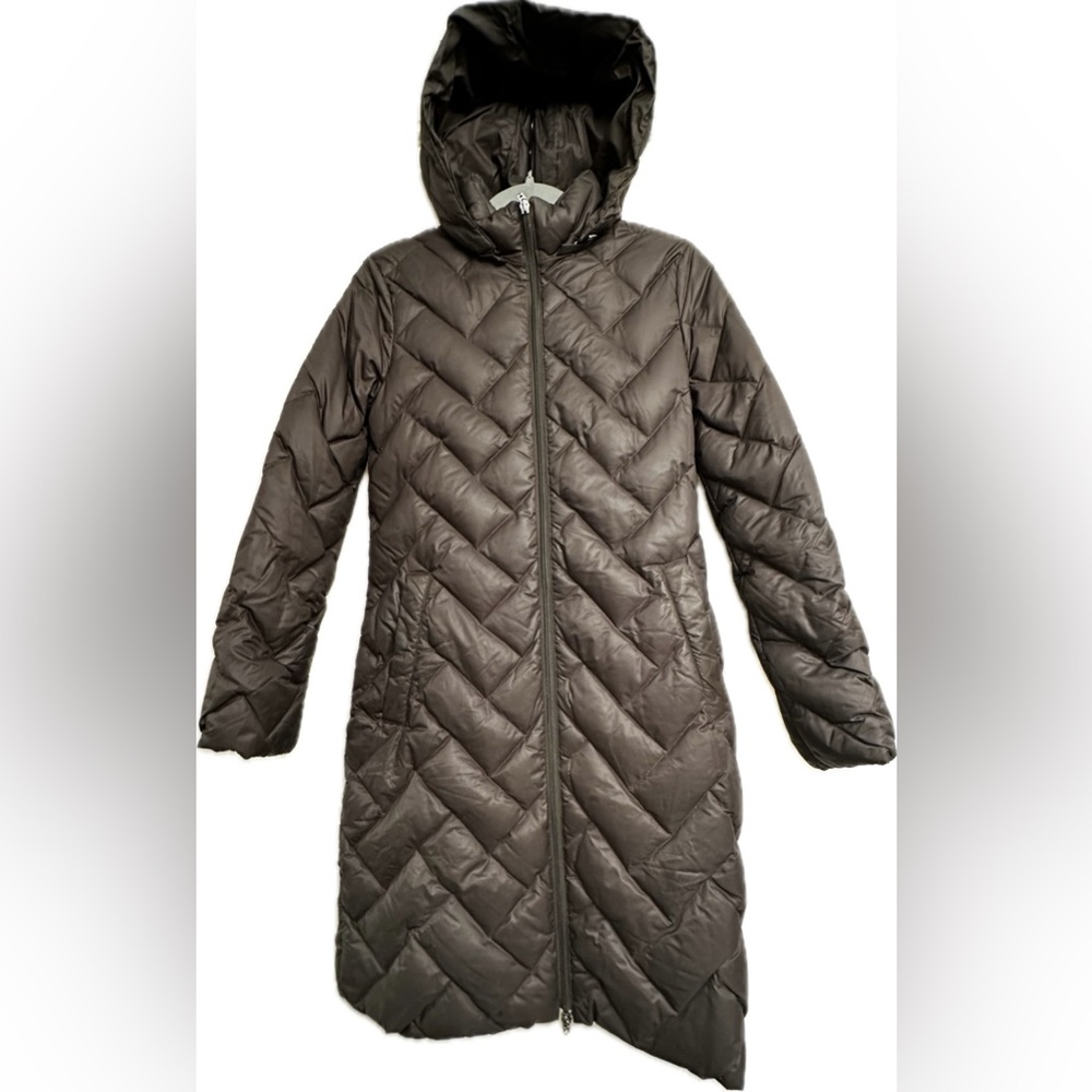 Moncler Women's Brown/ Black Herringbone Quilted Puffer Jacket
